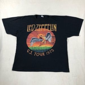 2011 Led Zeppelin US Tour 1975 Black Graphic Short Sleeve T-Shirt Men’s Sz 2XL